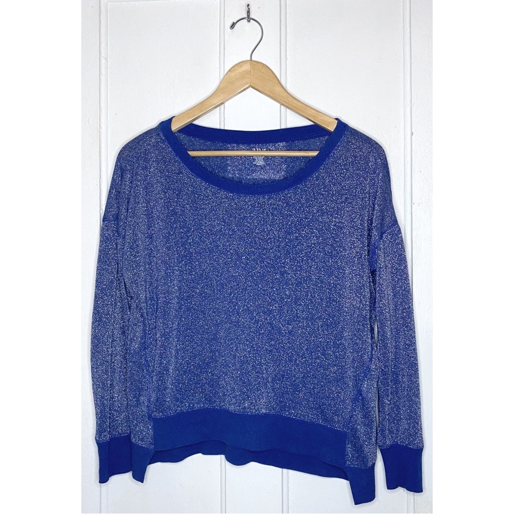 a.n.a : size S : casual lightweight oversized sparkly blue glitter pullover top